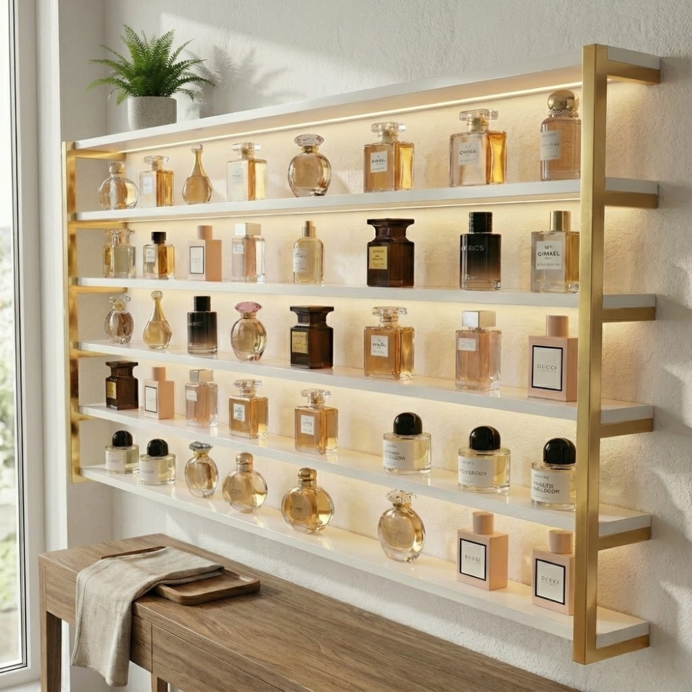 Expositor para perfumes modelo industrial